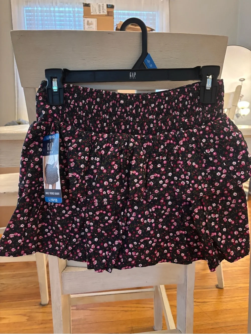 GAP Black Mini Skirt with Pink Floral Print
